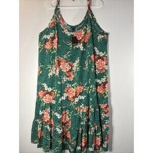 Torrid  Animal PrintGreen Floral Sleeveless Challis Tiered Trapeze Dress Sz3 3X